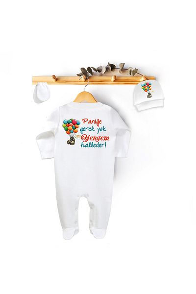 Niles Baby design for baby No Panic Needed My Aunt Will Handle It Written Jumpsuit Set (overalls Beanie Gloves)