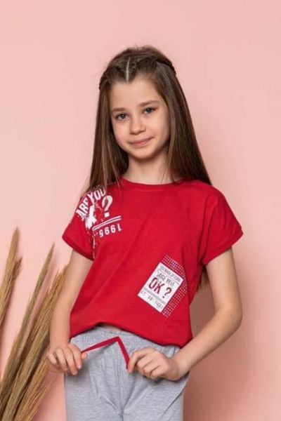 Tarık Girl's Short Sleeve Arrow Pajama Set