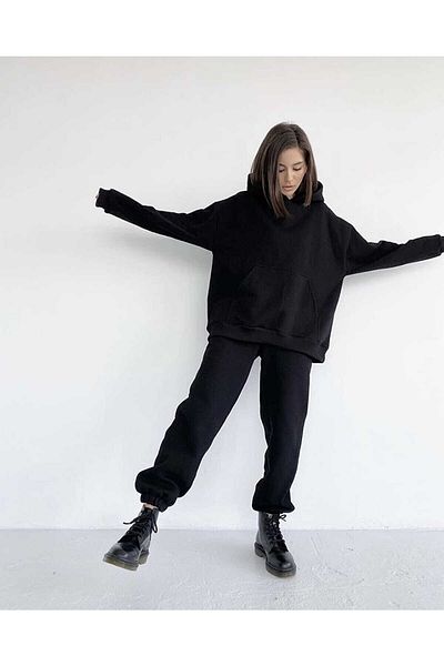 Sekizbiraltı Set de trening negru oversize unisex