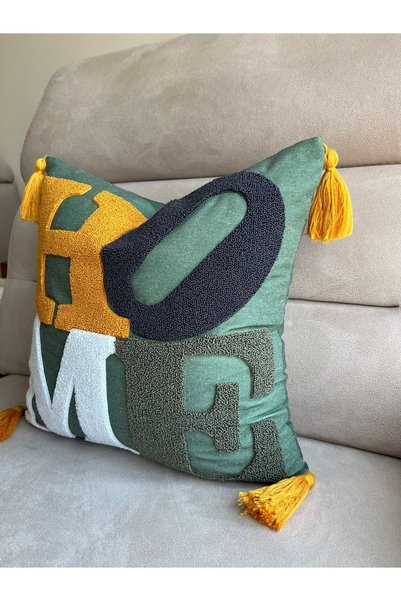 Reset Punch Embroidered Throw Pillow Cover