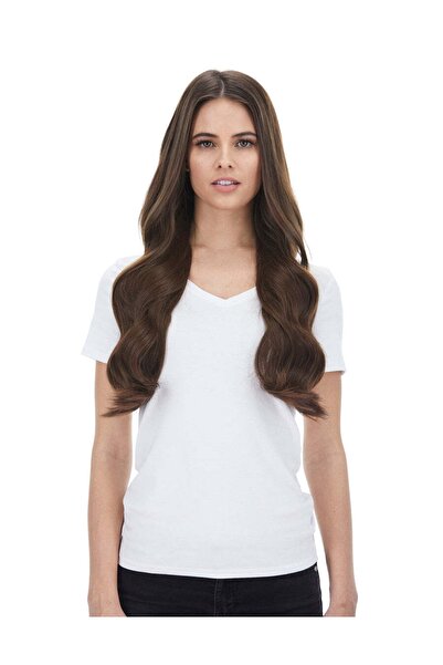 AKOLİFE Gerçek Saç Görünümlü 1.kalite Isıya Dayanıklı Postiş Çıtçıt Koyu Kumr...