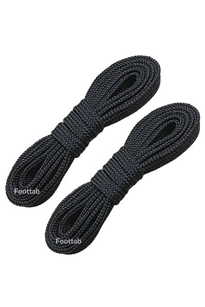 Foottab 120 cm Black Wide Flat Laces, Sports Shoelaces, 1 Pair