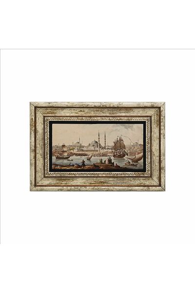 BAKSEPETE Old Istanbul Landscape Printed Natural Stone Painting 20Cmx30Cm Drt-008