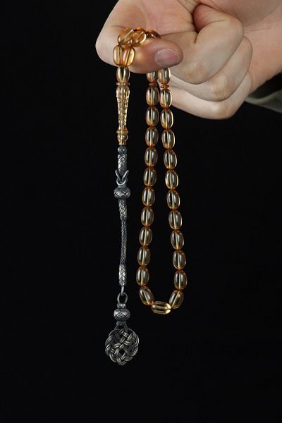 Tesbih Otağı Silver Kazaz Tasseled Fire Amber Rosary