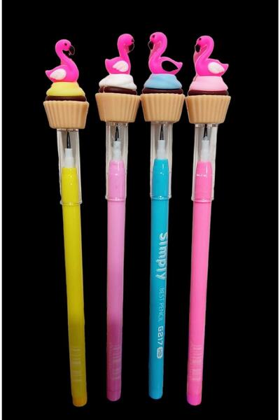 sevgi kırtasiye مجموعة أقلام رصاص لوضع بيضة فلامنجو على شكل كب كيك مكونة من 4...