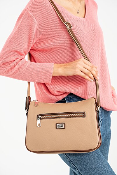 FiONA BAG حقيبة كروس نسائية بلون مينك تان مكونة من 5 أقسام