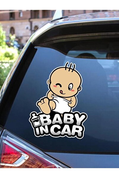 MegaSticker Baby In Car Oto, Motorsiklet, Kask, Laptop Sticker 17x12 Cm