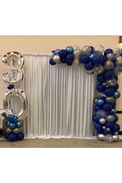 MFM Set de baloane cu lanț din folie de argint pentru petrecere de 30 de ani