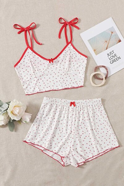 PEMBİŞ HOMEWEAR Tex Super Soft Shorts Set-cherry