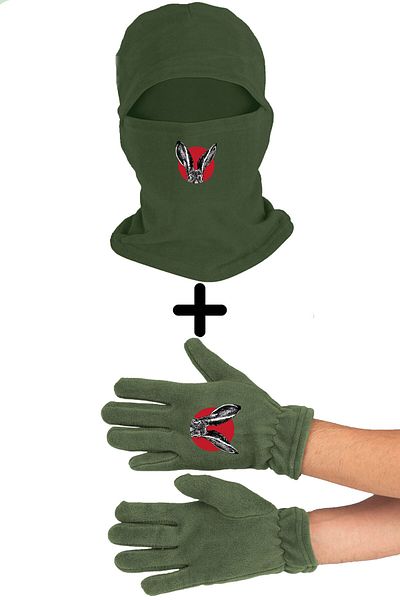 herotasarım Σετ μάσκα χιονιού Rabbit Fleece και μακριά γάντια - Long Eared Bll847