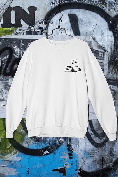 SUNFREE Unisex φούτερ με στάμπα Panda Oversize