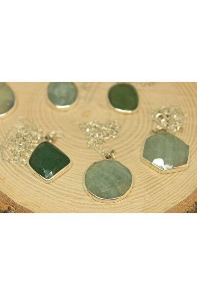 Yasamtohumu Zümrüt Taşı Gümüş Kaplama Ve Gümüş Zincir Dahil Kolye Ucu