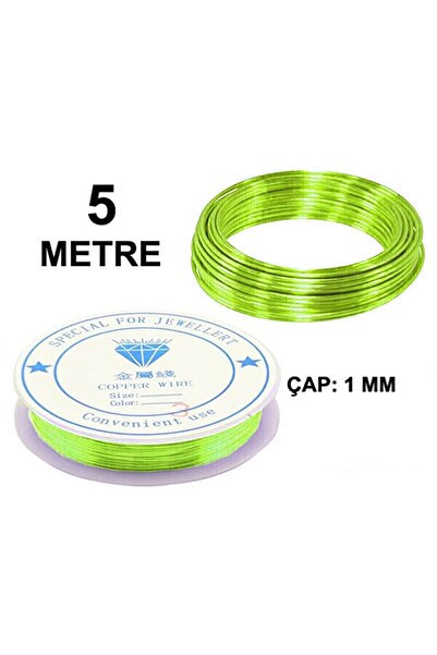 Limmy Açık Yeşil Renkli Tel 1 Mm El Işi Takı Aksesuar Alüminyum Teli- 1 Adet