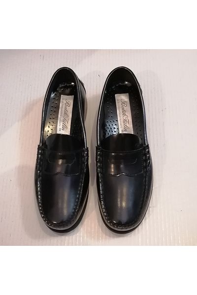 Butik Tülin Unisex Genuine Black Hand Stitched Banded Neolite Sole Loafer Shoes