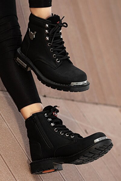 M ZURAFA Unisex Siyah Kışlık Uzun Dayanıklı Kauçuk Taban Bot Outdoor Postal