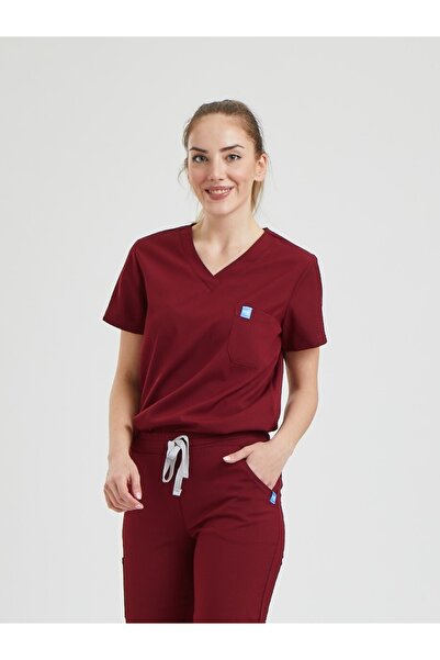 Wio Uniform Jogger Doktor Hemşire Cerrahi Forma Üst - Kadın, Bordo