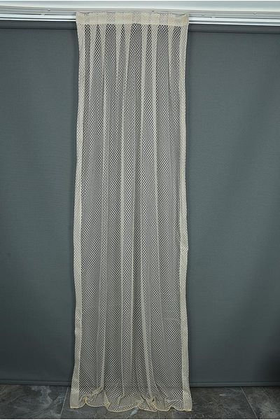 AKÇA TEKSTİL Small Baklava Model Mink Color Single Wing Pleated Background Curtain 75*260 Cm