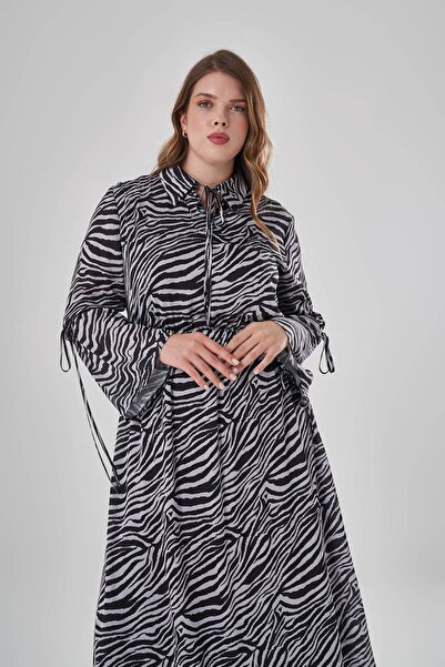 Mizalle Zebra Desenli Elbise