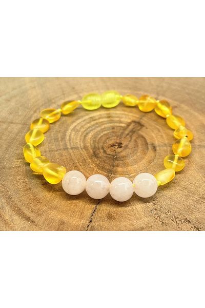 Kotryna Drop Amber Quartz Natural Stone Matte Adult Elastic Bracelet
