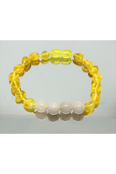 Kotryna Drop Amber Quartz Natural Stone Matte Adult Elastic Bracelet