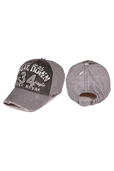 Trucker كسر أسفل نموذج خمر قبعة رمادية سوداء