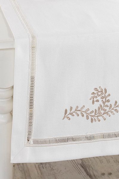 ÖDEL HOME قماش البط المخرم باللون البني الحليبي المطرز بأوراق الشجر مقاس 50 × 130 سم