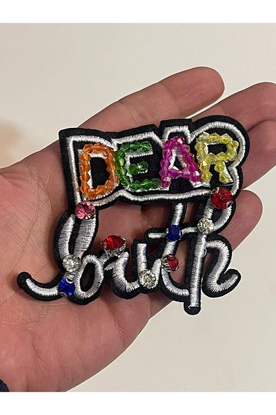 Gönülden Tasarım 8x7 Cm Mărgele Colorate Sticlă Piatră și Broderie Broderie Scrisă Epoletă Aplicată Patch Arma