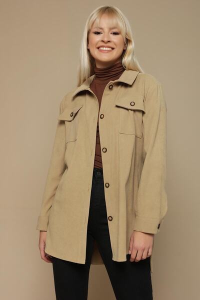 Select Moda Γυναικείο καστόρι με κουμπιά καφέ με ζώνη