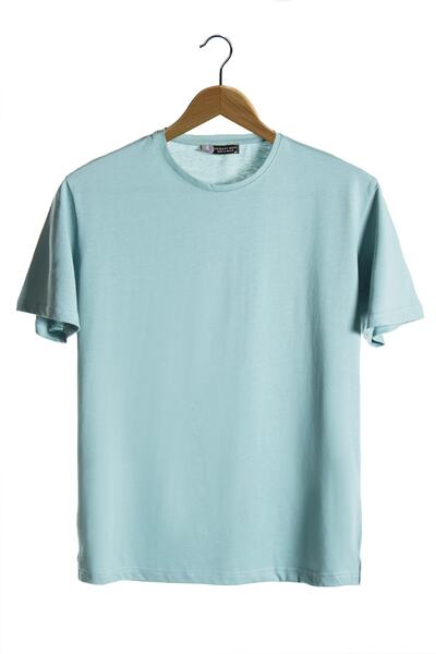 Pasage Unisex Nil Yeşili Bisiklet Yaka Basic Oversize T-shirt