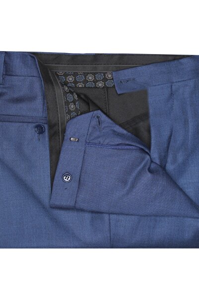 Varetta Men's Night Blue Large Size Classic Cut Pocketed Polyviscon Fabric Trousers