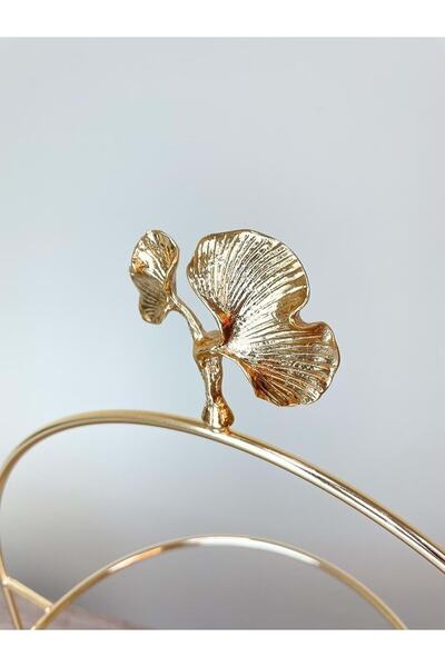 Jenisa 2-Tier Gold Shelf with Leaf Accessories Presentation Holder Catering Stand