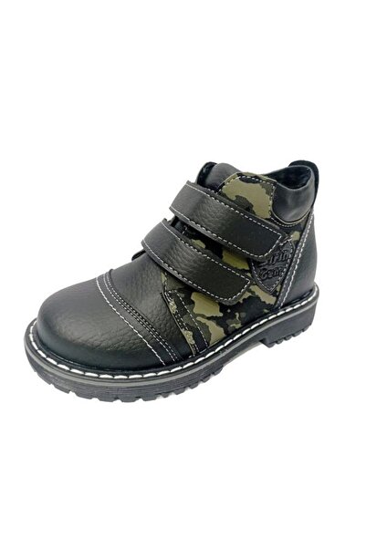 ŞİRİNGENÇ 6774p Δερμάτινες μπότες για αγόρια με Velcro και σχέδιο καμουφλάζ