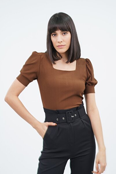 GABRİA Πλεκτή μπλούζα με τετράγωνο λαιμό