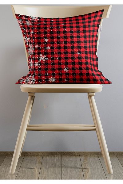 menesahome Christmas Snowflake Throw Pillow Cover, Red Plaid Throw Pillow Cover, Plaid Patterned Throw Pillow Cover, Christmas