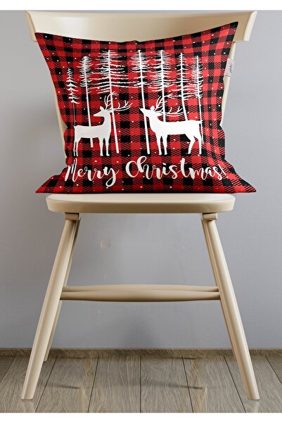 menesahome Novogodišnji jelen Navlaka za jastuk, crveni Karirano Navlaka za j...