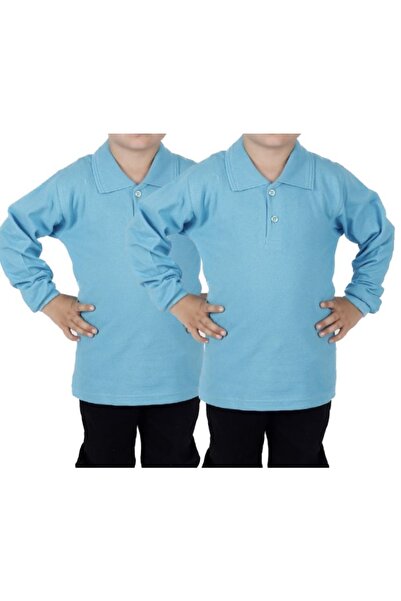 FATELLA Unisex Children's Youth Polo Collar Long Sleeve Regular Pattern Plain...