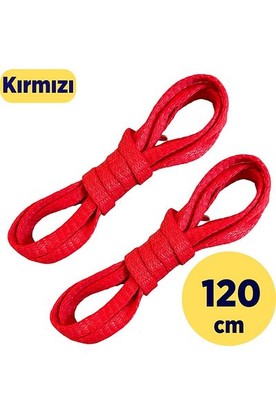 Foottab 120 Cm Red Flat Waxed Laces, Cotton Knitted Boots Shoelaces