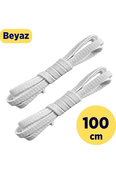 Foottab 100 Cm White Flat Waxed Laces, Cotton Knitted Boots Shoelaces