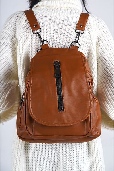 Solo Bag Damă piele moale spălată, bronzat, atât mâneci cât și rucsac