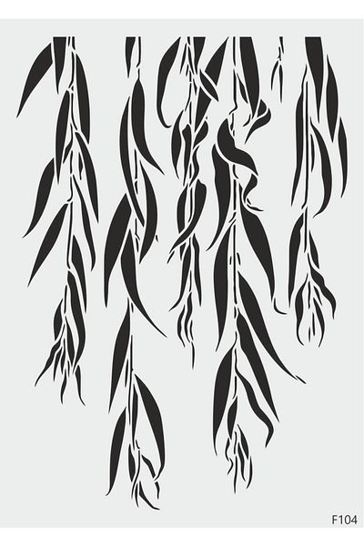 STENCİLTASARIM Stencil Design F104 Willow Branch Wall Wooden Glass Painting Pattern
