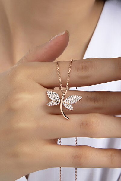 Gümüş Vadisi Kadın Orjinal 925 Ayar Gümüş Zirkon Taşlı Yusufçuk Kelebek Model...