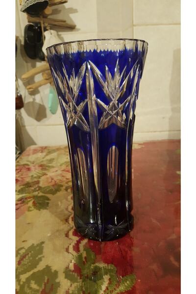 Vintage Antika Kristal Kobalt Vazo