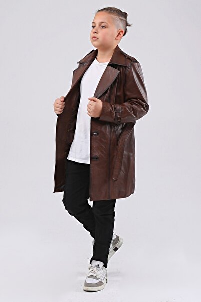 CE-YIL DERİ ÜRÜNLERİ Hakiki Deri Cocuk Trençkot