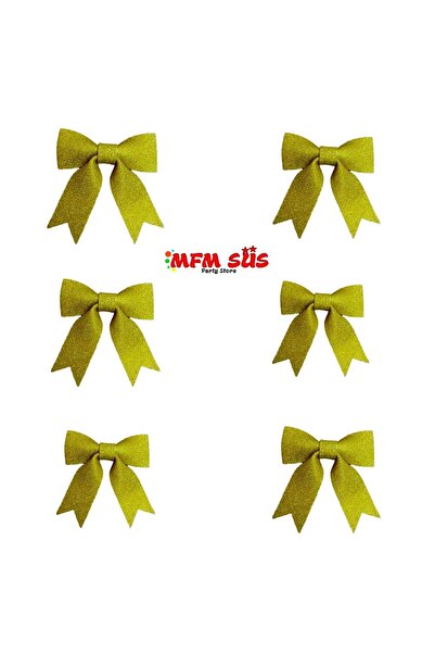 MFM Ornament de copac de pin cu fundă galbenă de petrecere 6 buc