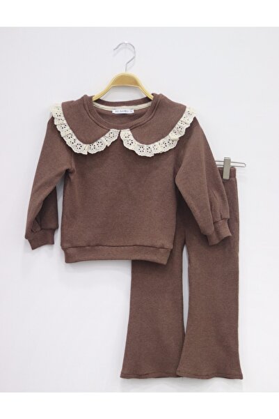 BALKABAĞI Καφέ Κοτλέ Vintage Φούτερ & Παντελόνι Flare Leg 2 τεμαχίων για κορίτσια