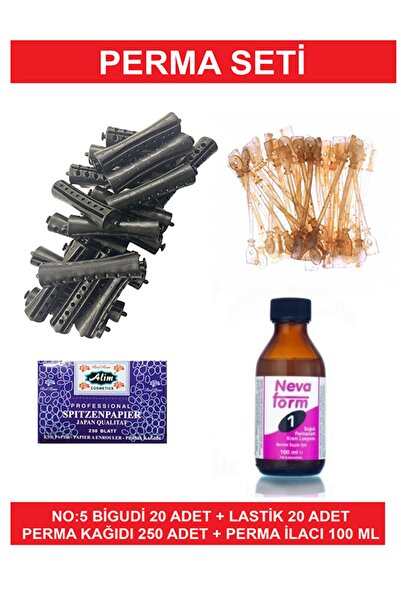 Kocaman Kozmetik Perma Bigudi Seti No: 5 En Kalın 20 Bigudi + 20 Lastik + 250 Kağıt + Perma Ilacı