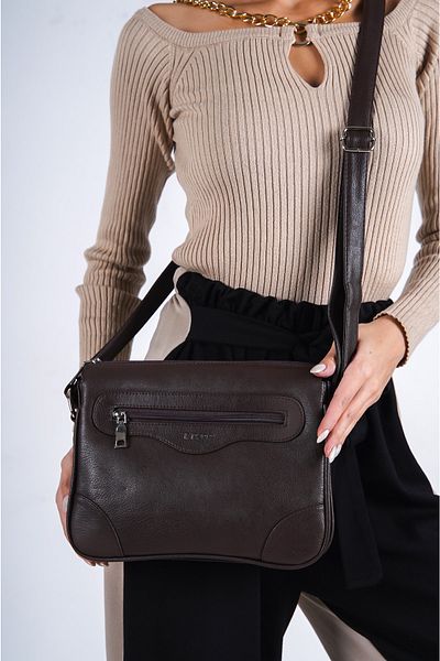 Solo Bag Geantă de umăr maro pentru femei cu 7 compartimente cu curea încrucișată