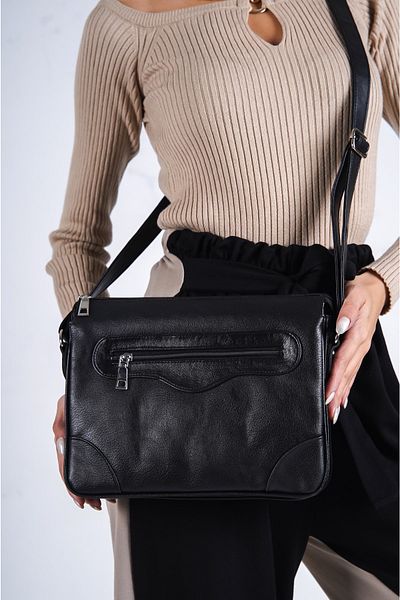 Solo Bag Γυναικεία μαύρη τσάντα ώμου 7 θέσεων με χιαστί λουράκι