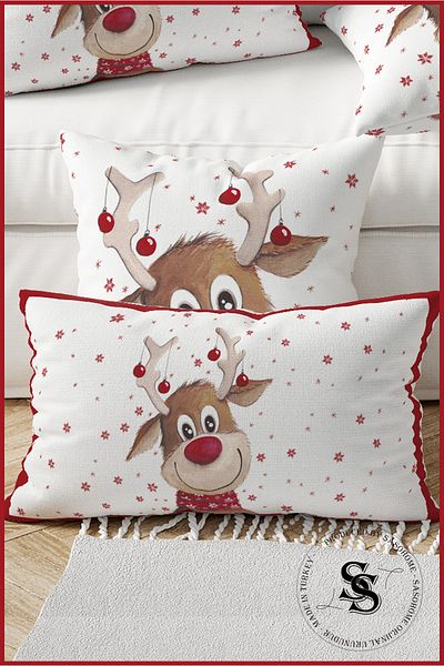 SasoHome غطاء وسادة رمي مطبوع رقميًا من سلسلة Deers Bighead Deers
