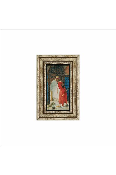 BAKSEPETE Turtle Trainer Osman Hamdi Bey Printed Natural Stone Painting 20Cmx30Cm Drt-041